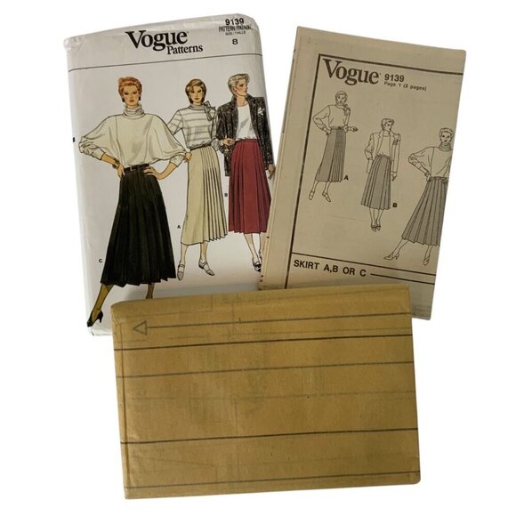 Vintage Vogue 9139 Sewing Pattern For Misses Maxi Skirts Size 8 Uncut 1980s - Picture 3 of 3